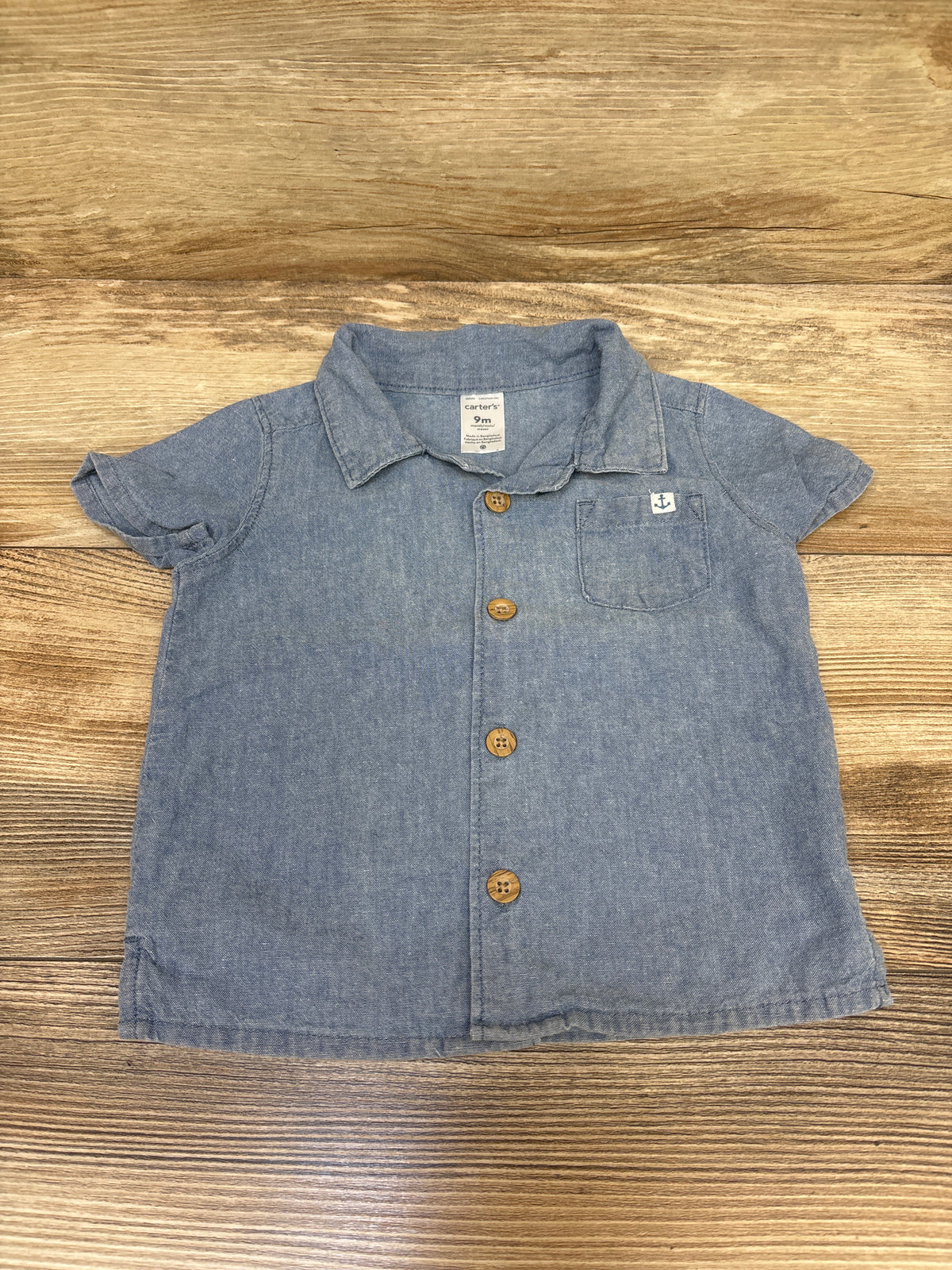 Carter's Chambray Button-Up Shirt Blue sz 9m