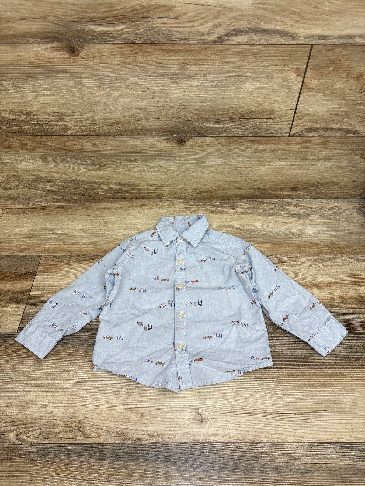 Carter's Long Sleeve Button-Up Shirt Blue sz 24m