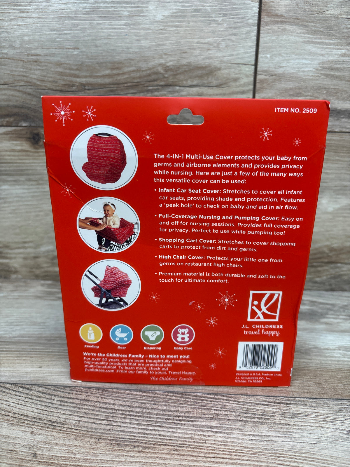NEW J.L. Childress Multi-Use Cover in Holiday Fair Isle Red