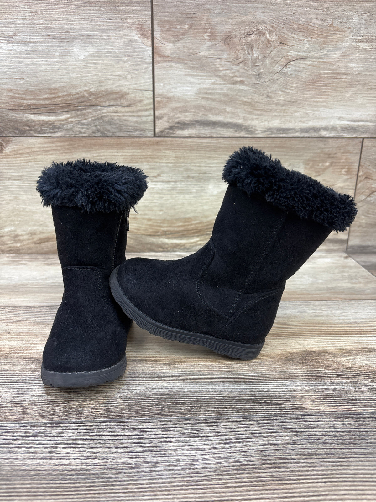 Cat & Jack Kameryn Faux Fur Shearling Boots Black sz 6c