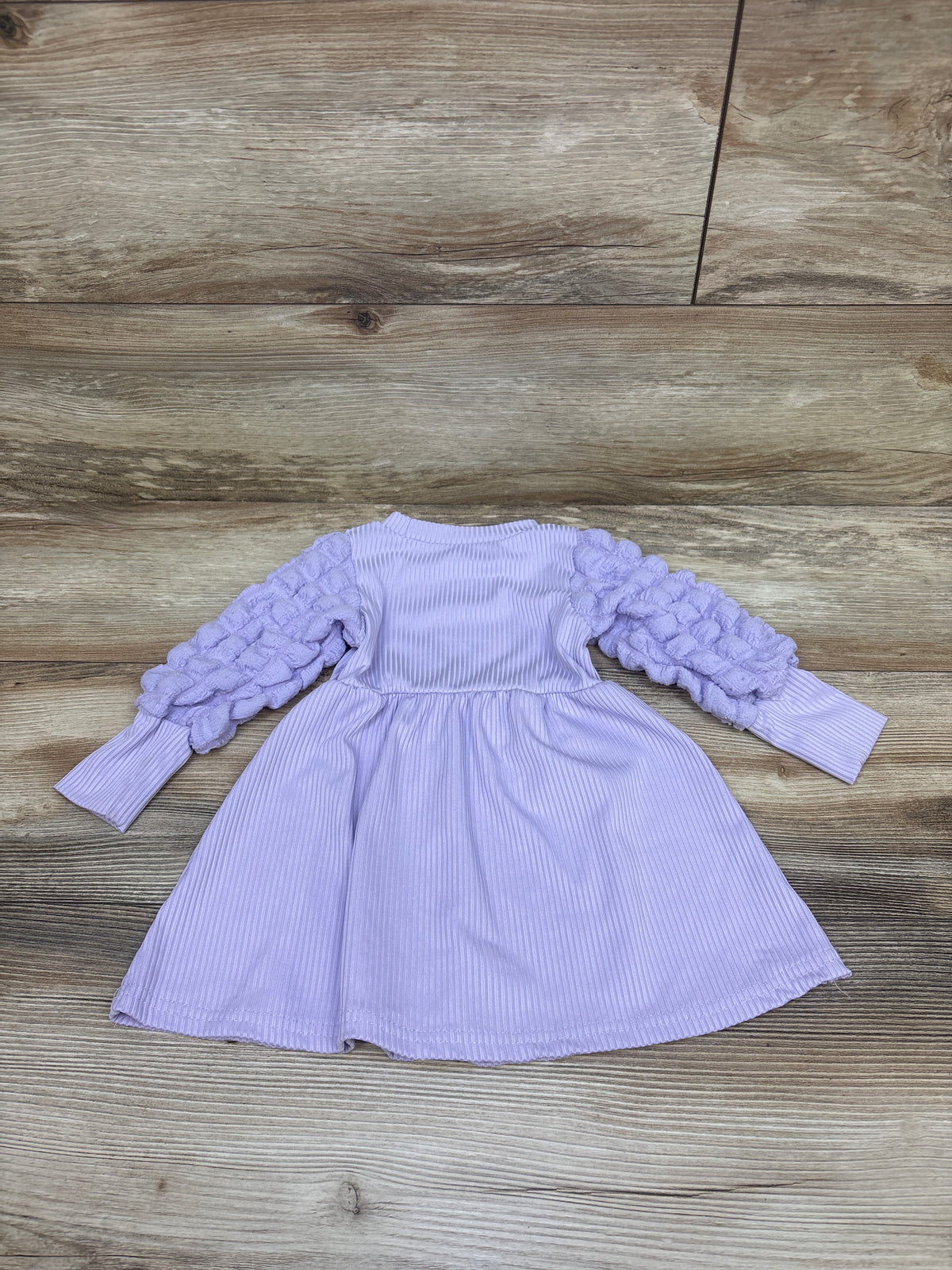 FERWANG Puff Sleeve Ribbed Dress Purple sz 18-24m