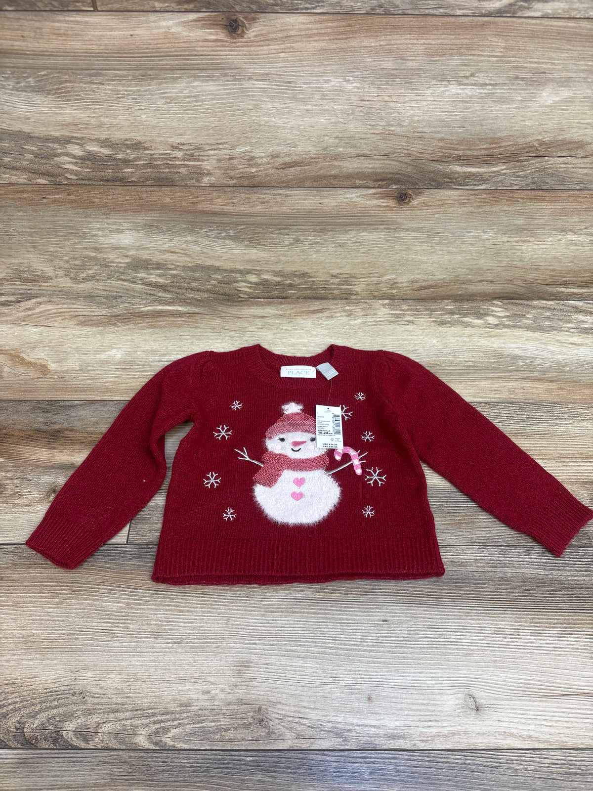 NEW Children's Place Snowman Metallic Knit Sweater Red sz 18-24m