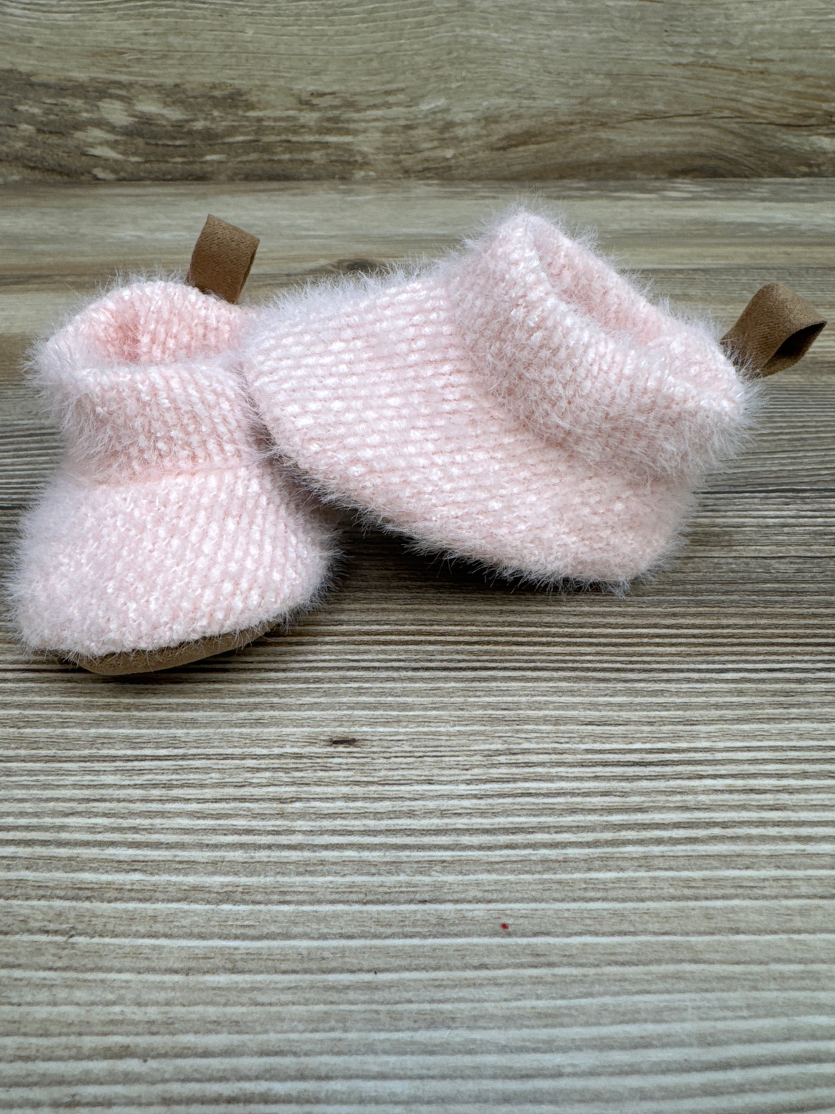 Fuzzy Knit Booties Pink sz 1/2c