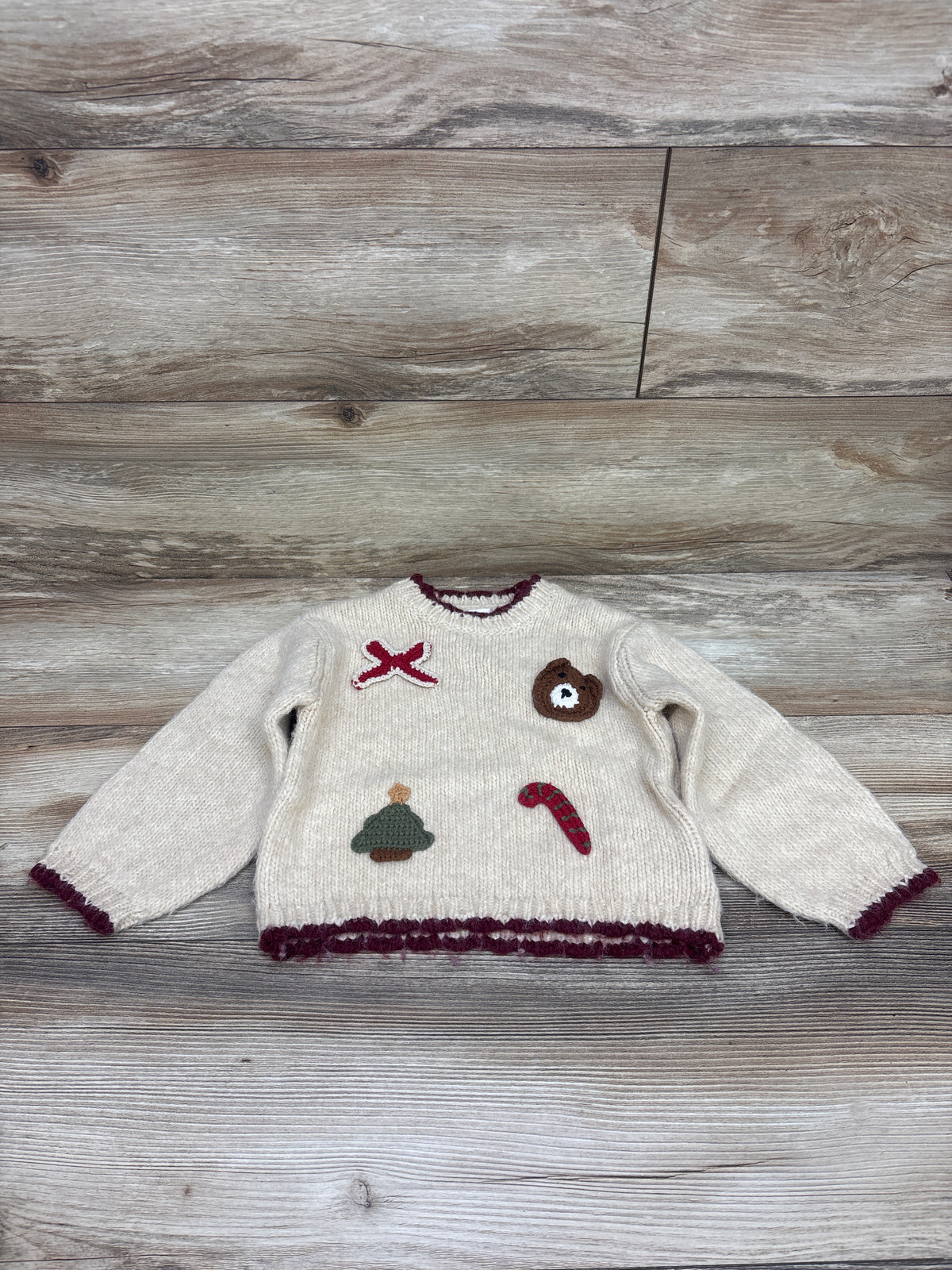 Zara Knit Christmas Sweater Beige sz 3T