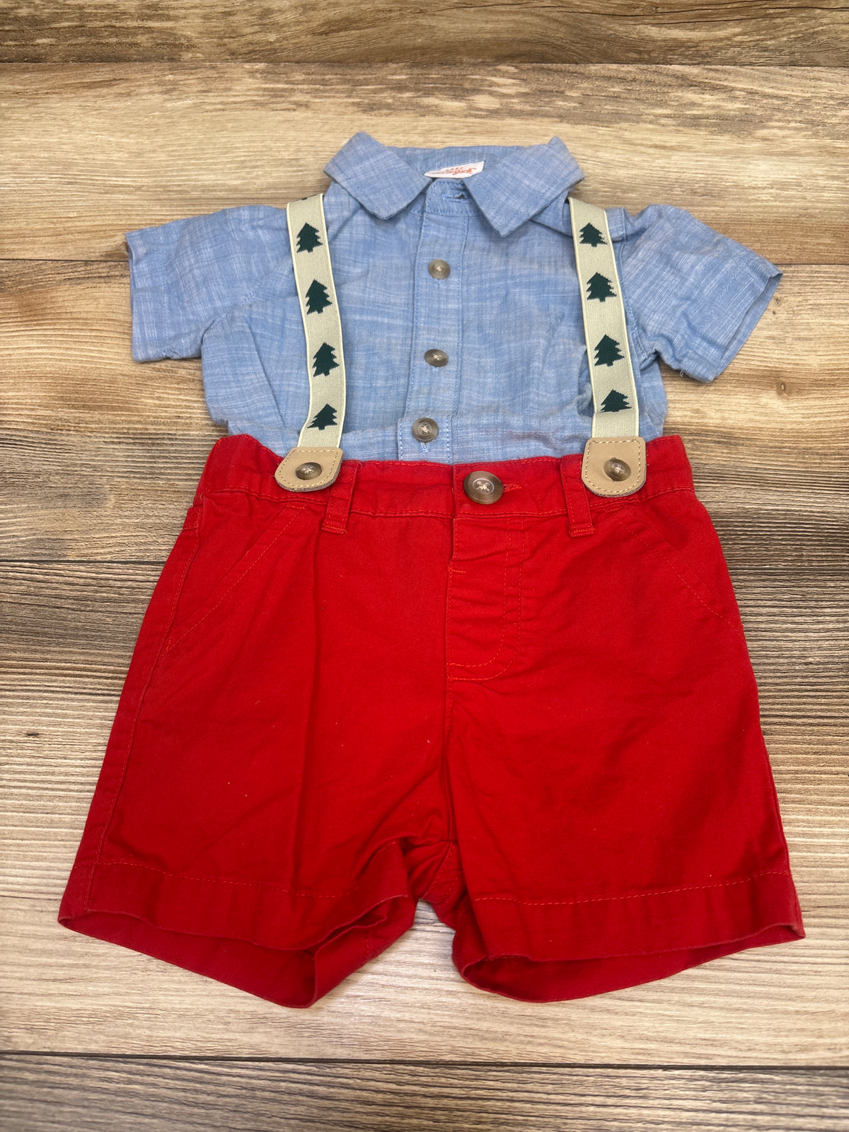 Cat & Jack 3pc Christmas Tree Suspender Set Blue sz 12m