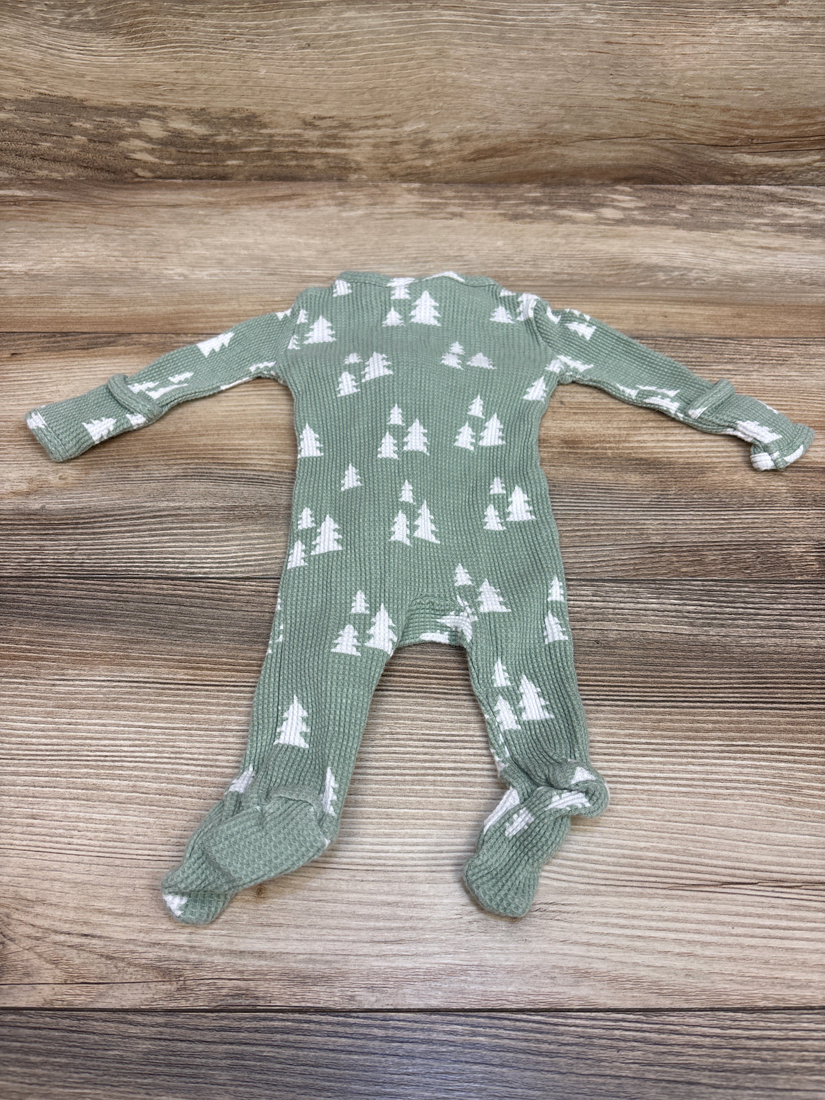 Spearmint Love Waffle Knit Tree Print Footie Sleeper Green sz Newborn
