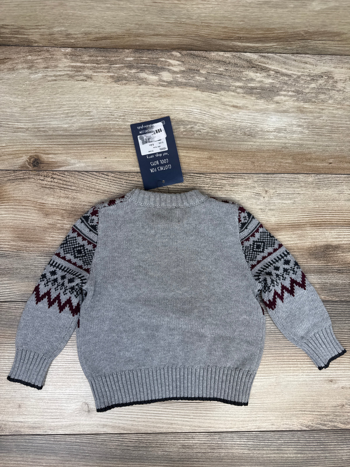 NEW Me & Henry Knit Fair Isle Sweater Grey sz 6/9m