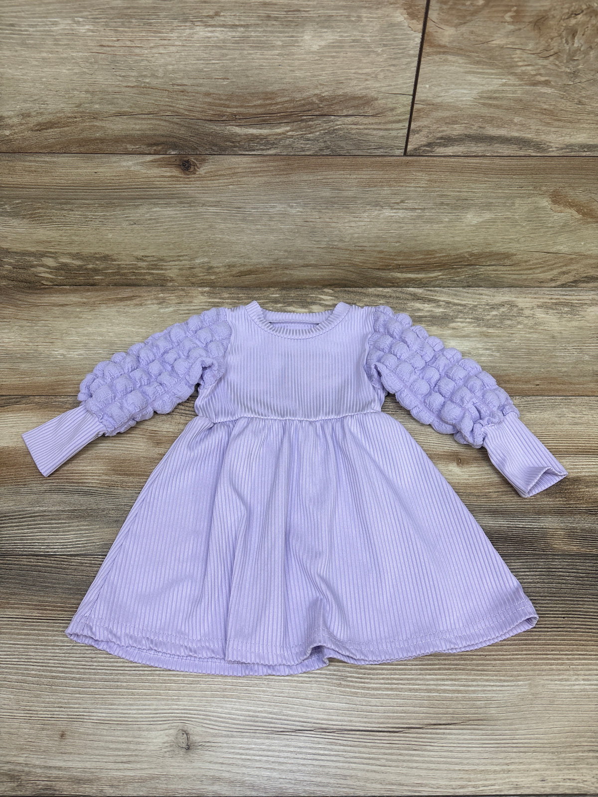 FERWANG Puff Sleeve Ribbed Dress Purple sz 18-24m