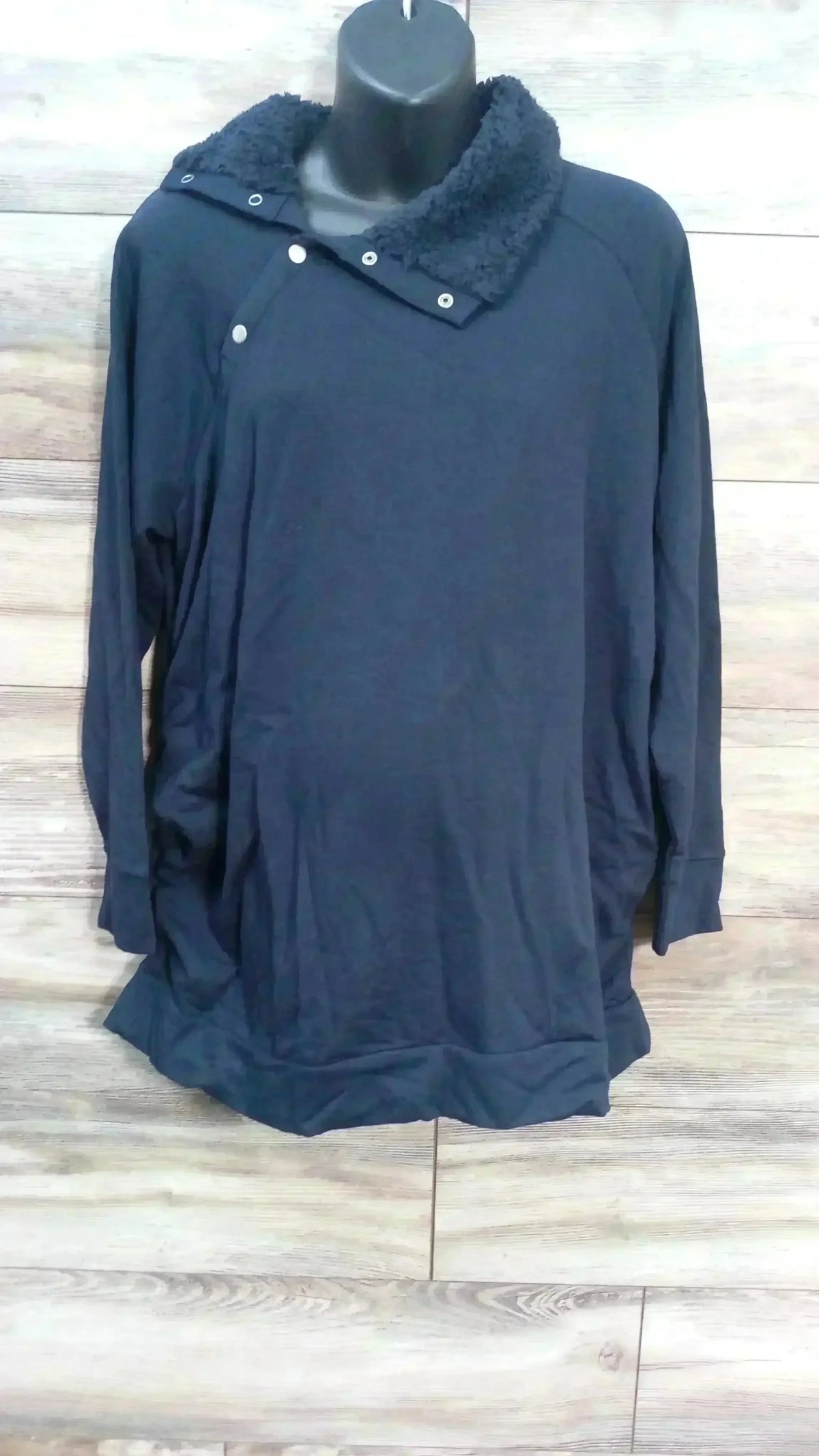 NEW Isabel Maternity Snap Sherpa Collar Navy Sweatshirt sz XXL - Me n Mommy To Be