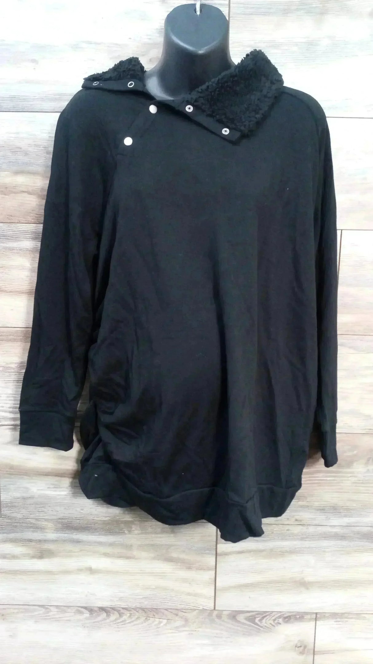 NEW Isabel Maternity Snap Sherpa Collar Black Sweatshirt sz XXL - Me n Mommy To Be