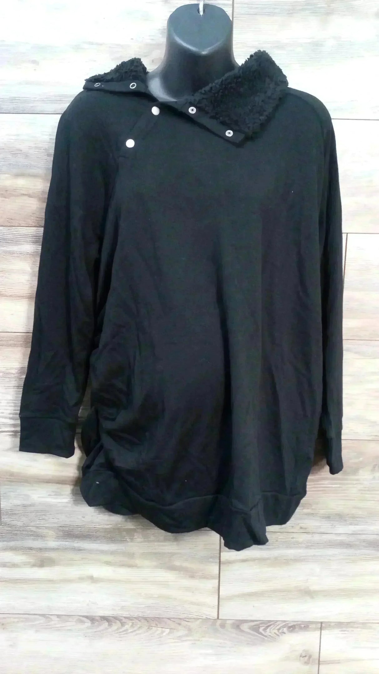NEW Isabel Maternity Snap Sherpa Collar Black Sweatshirt sz XXL - Me n Mommy To Be