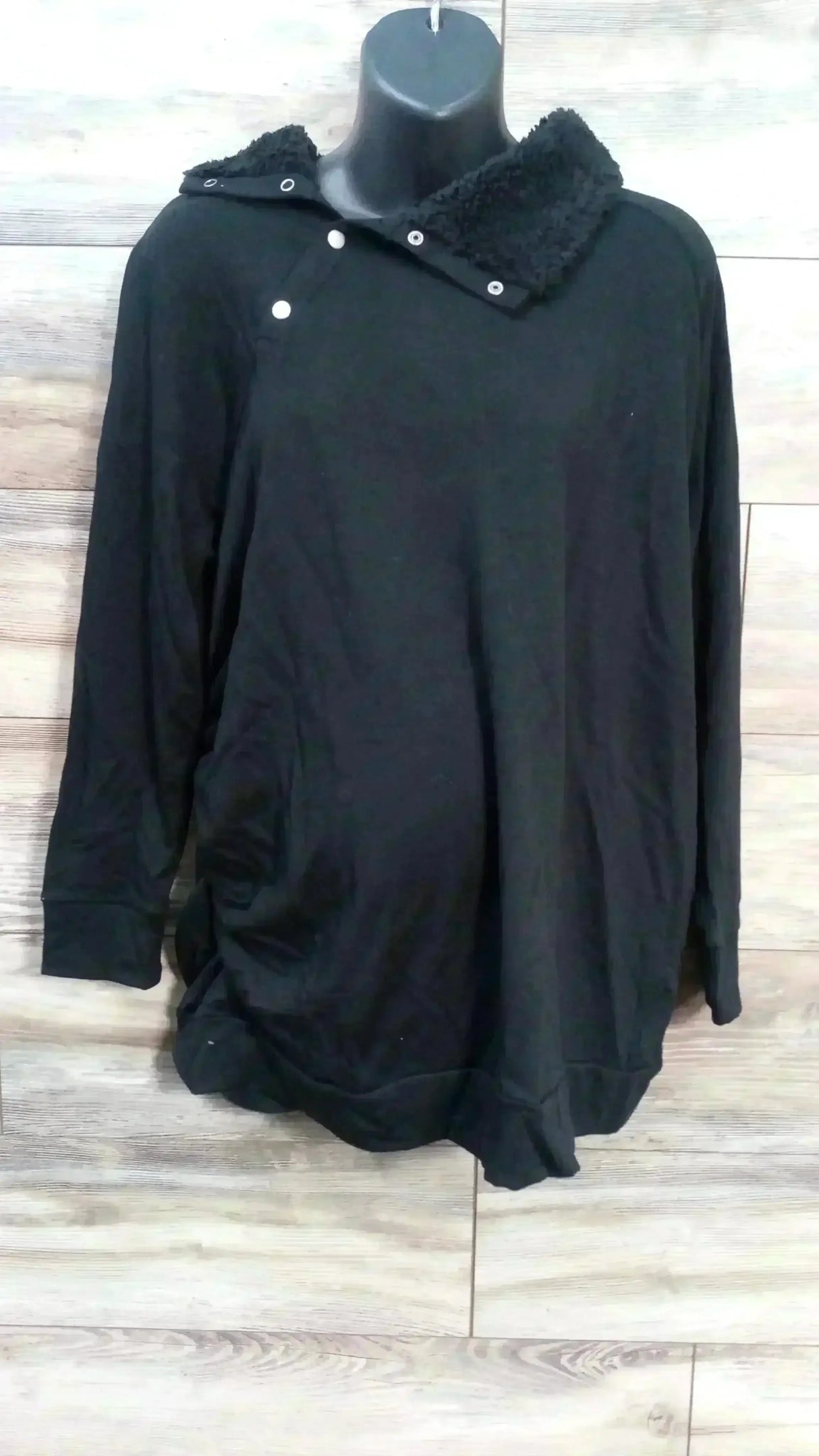 NEW Isabel Maternity Snap Sherpa Collar Black Sweatshirt sz XXL - Me n Mommy To Be