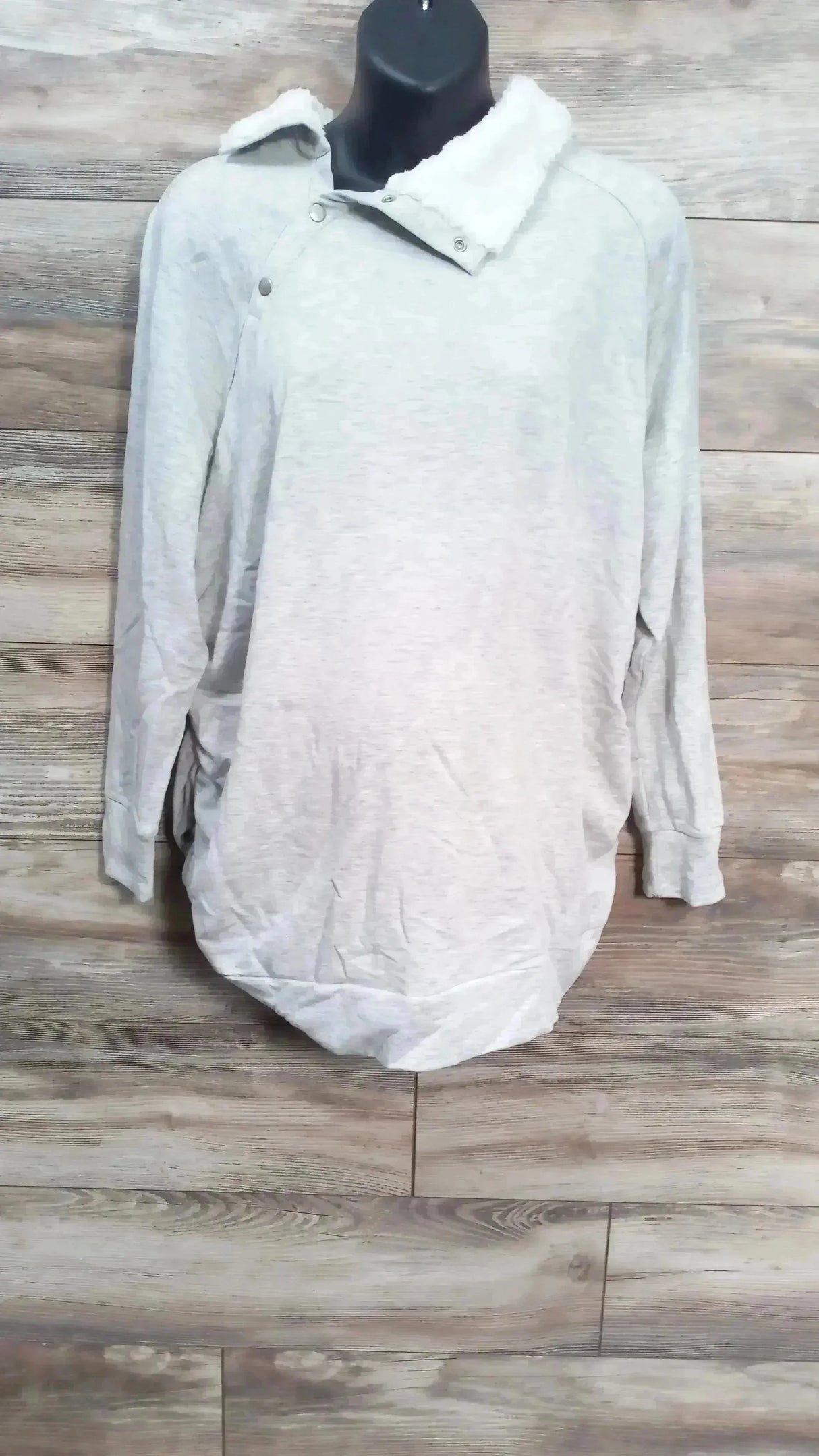 NEW Isabel Maternity Snap Sherpa Collar Grey Sweatshirt sz XXL - Me n Mommy To Be