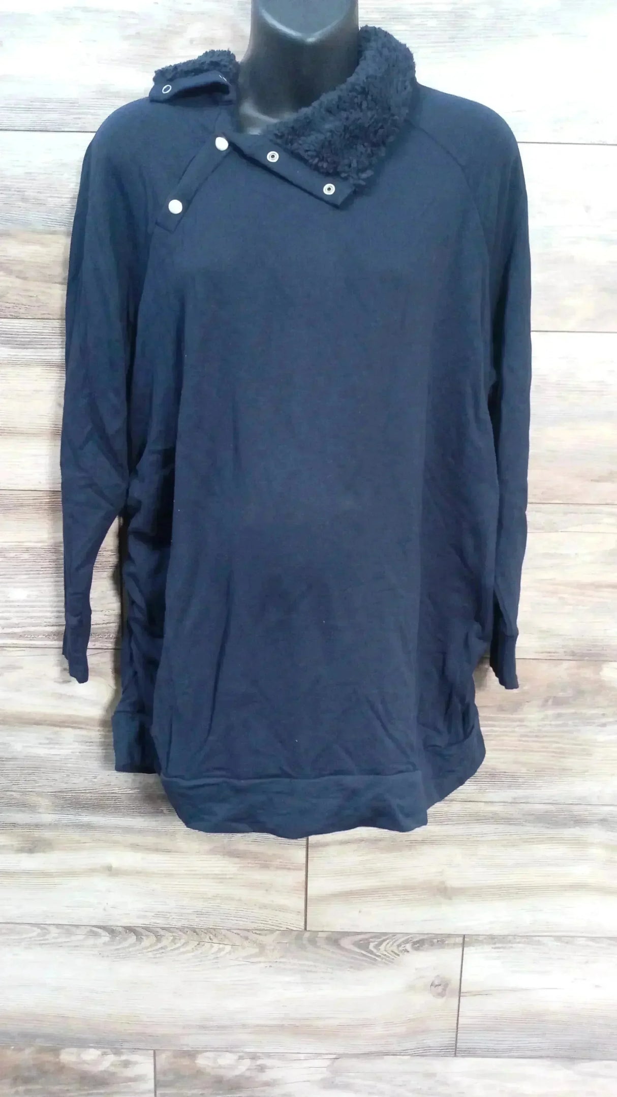 NEW Isabel Maternity Snap Sherpa Collar Navy Sweatshirt sz XXL - Me n Mommy To Be