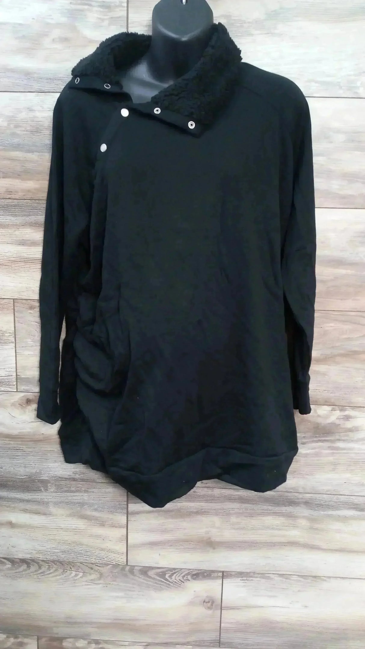 NEW Isabel Maternity Snap Sherpa Collar Black Sweatshirt sz XXL - Me n Mommy To Be