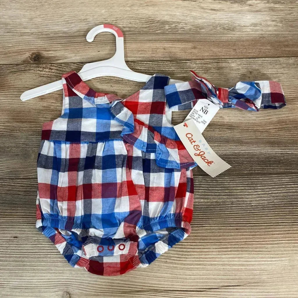NEW Cat & Jack Plaid Romper Set sz NB - Me 'n Mommy To Be