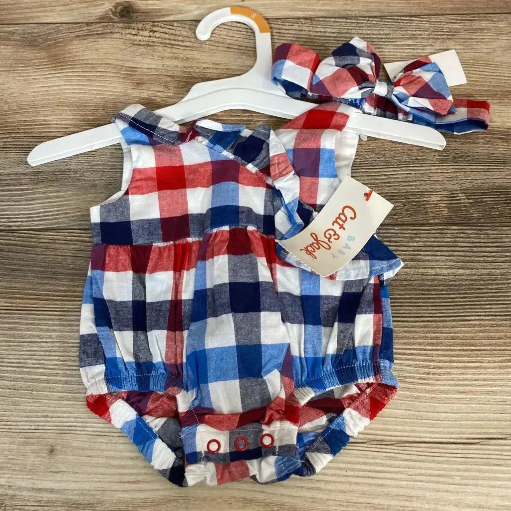 NEW Cat & Jack Plaid Romper Set sz NB - Me 'n Mommy To Be