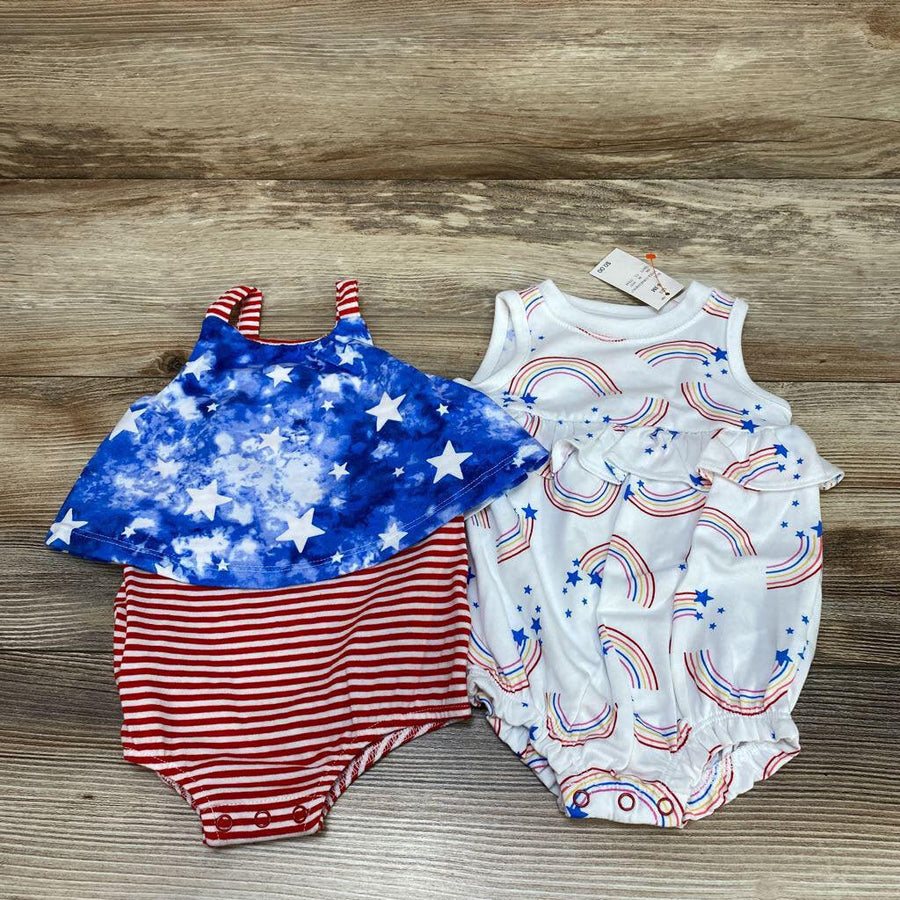 NEW 2pk Cat & Jack Baby Rainbow Rompers sz 0-3m - Me 'n Mommy To Be