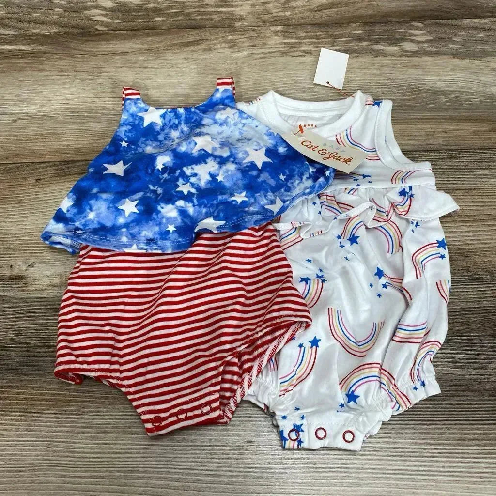 NEW Cat & Jack 2pk Rainbow Romper sz 0-3m - Me 'n Mommy To Be