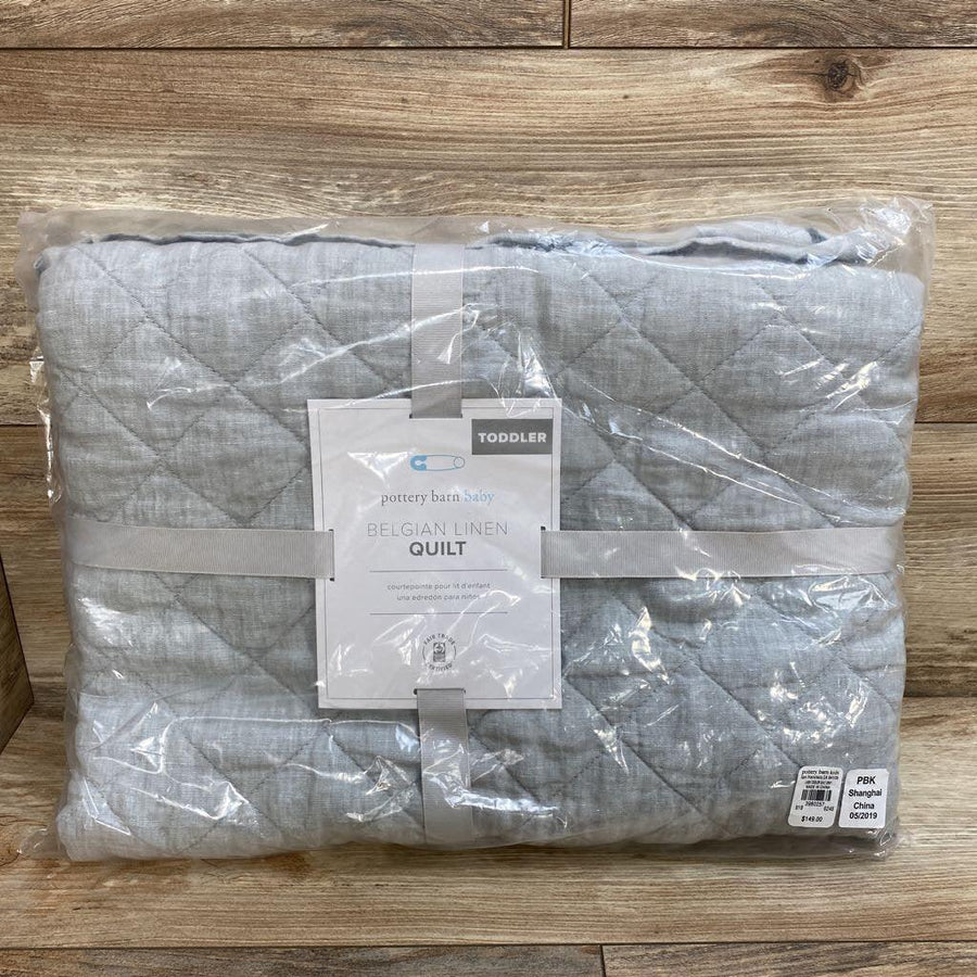 NEW Pottery Barn Kids Belgian Flax Linen Baby Quilt - Me 'n Mommy To Be