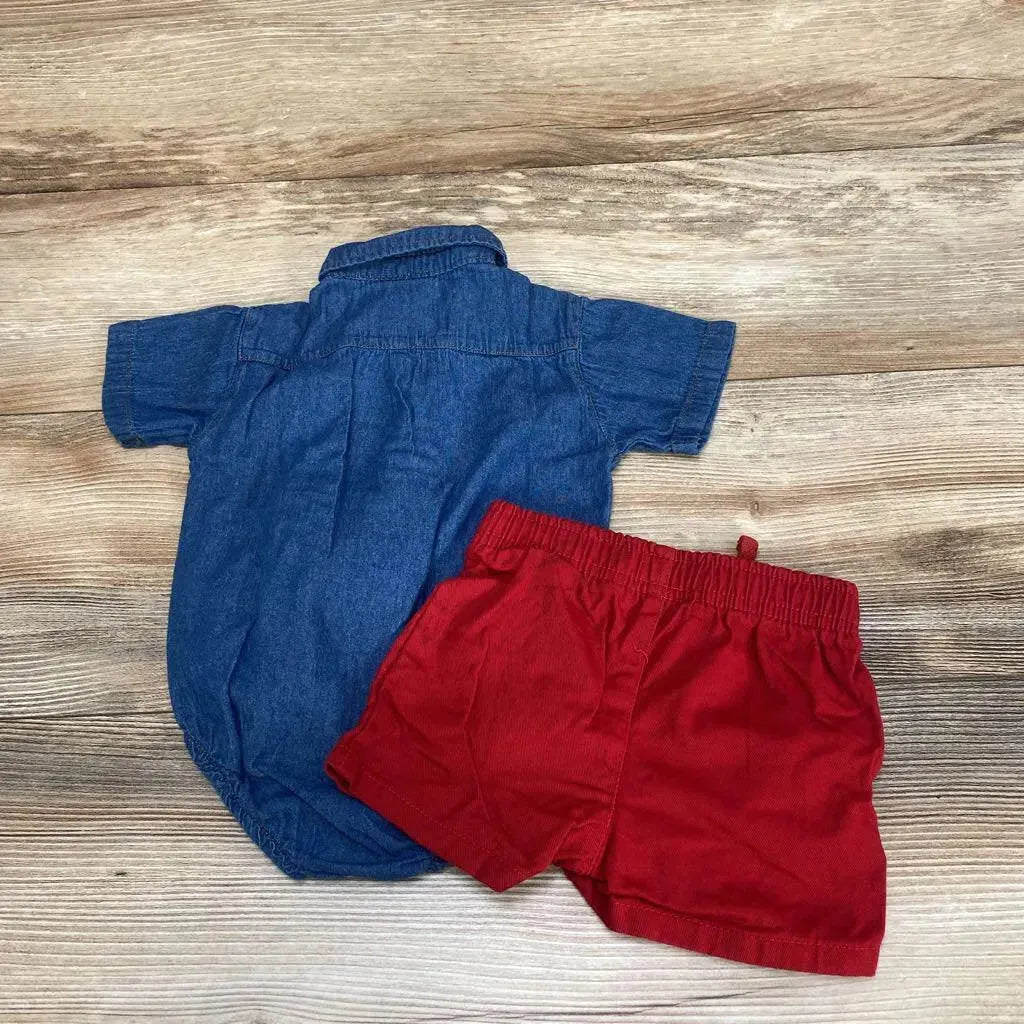 Mick Mack 2pc Chambray Bodysuit & Shorts sz 6-9m - Me 'n Mommy To Be