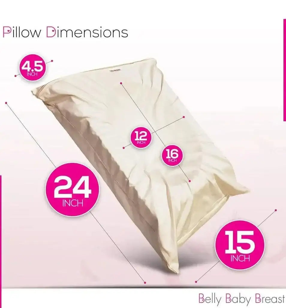 Front view of Belly Baby pregnancy and nursing pillow in ivory U-shaped design with removable cover on white background