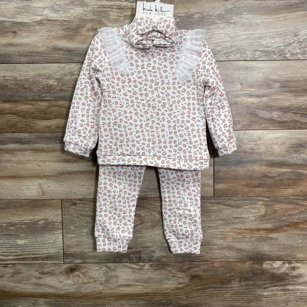 NEW Nicole Miller 3pc Fleece Leopard Print Sweatshirt Set sz 24m - Me 'n Mommy To Be