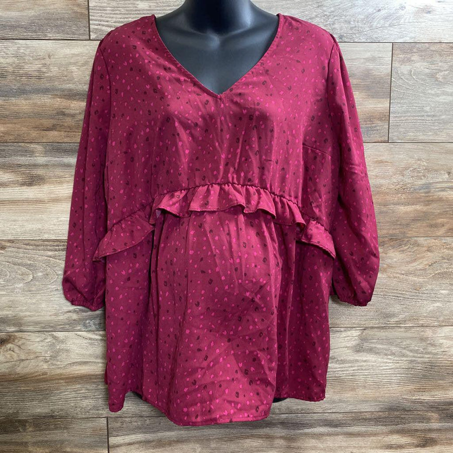 NEW Isabel Maternity Ruffle Waist Woven Top sz XL - Me 'n Mommy To Be