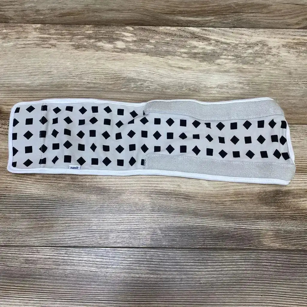 Front view of grey Nanit breathing band wrap (0-3M) showing elastic band and sensor pocket on white background