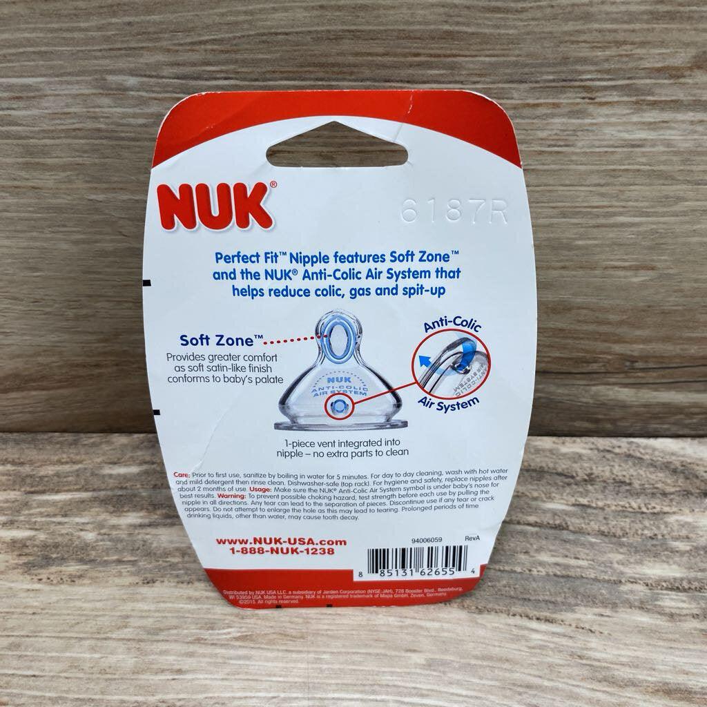 NEW NUK 2 Pk Slow Flow Anti-Colic Nipples - Me 'n Mommy To Be