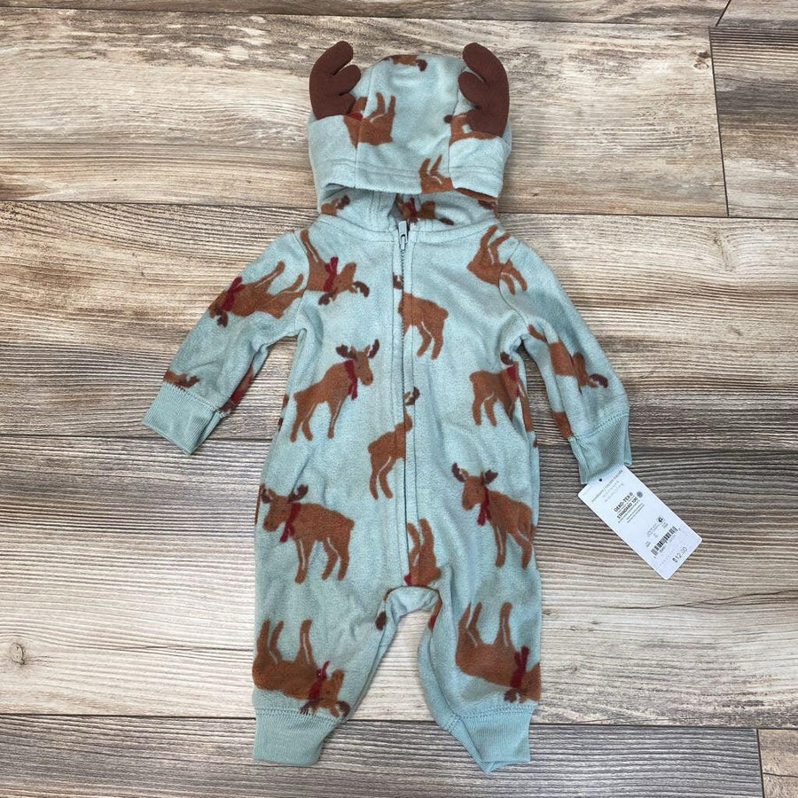 NEW Just One You Fleece Moose Hooded Coverall sz NB - Me 'n Mommy To Be