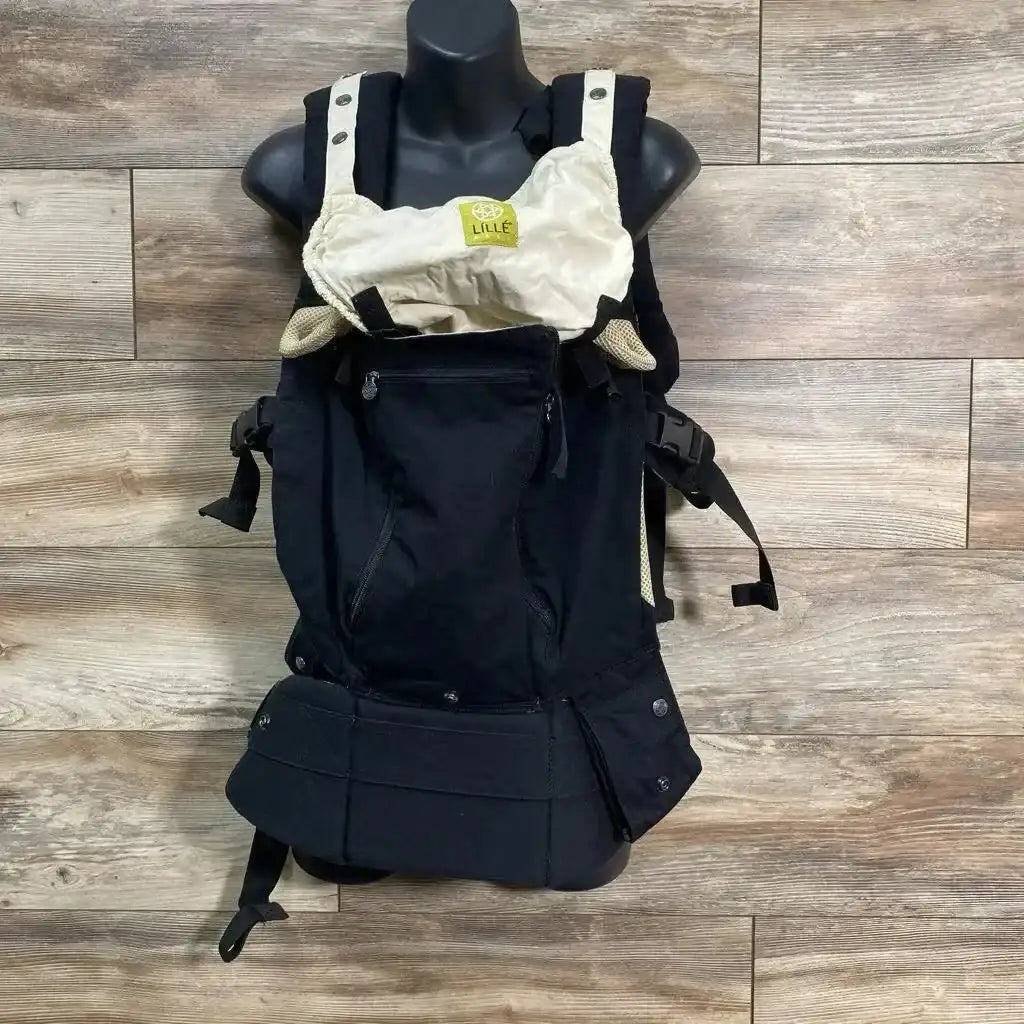 Front view of LILLEbaby 6-Position Complete Airflow carrier showing mesh panel and adjustable straps on white background