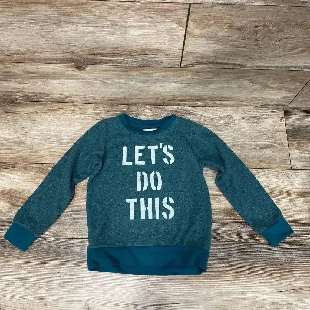 Front view of green Sol Angeles toddler pullover (size 4T) showing large LET’S DO THIS chest graphic on white background