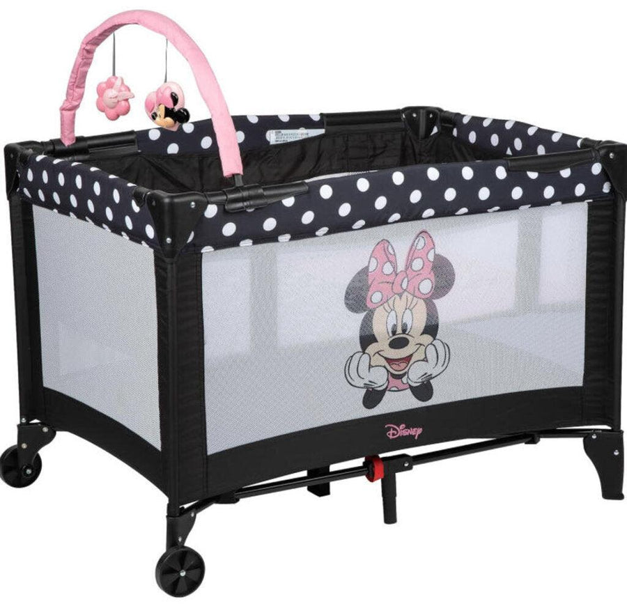 NEW Disney Baby 3D Ultra Baby Play Yard with Bassinet and Toy Bar, Peeking Minnie - Me 'n Mommy To Be