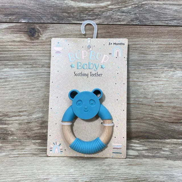 NEW Bop Bop Baby Soothing Teether Silicone and Wood - Me 'n Mommy To Be