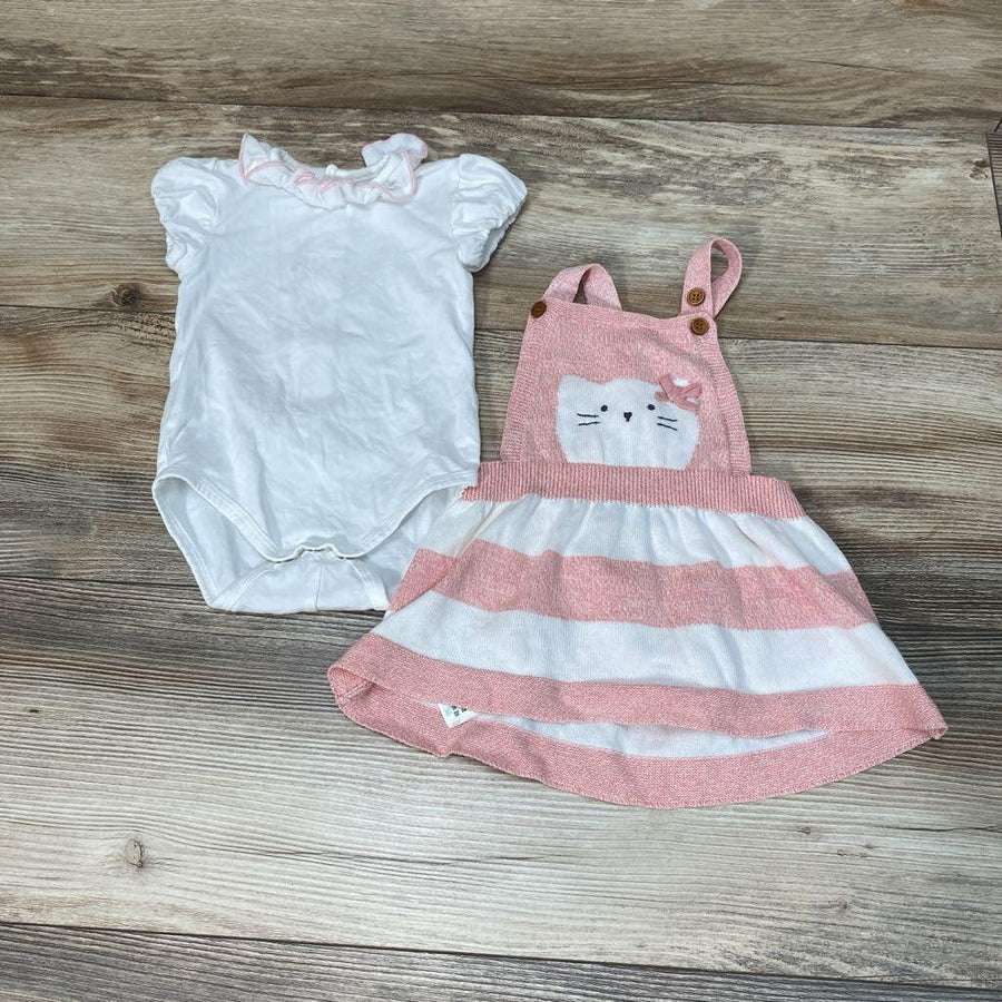 Mayoral 2pc Kitty Striped Dungaree + Bodysuit sz 2-4m - Me 'n Mommy To Be