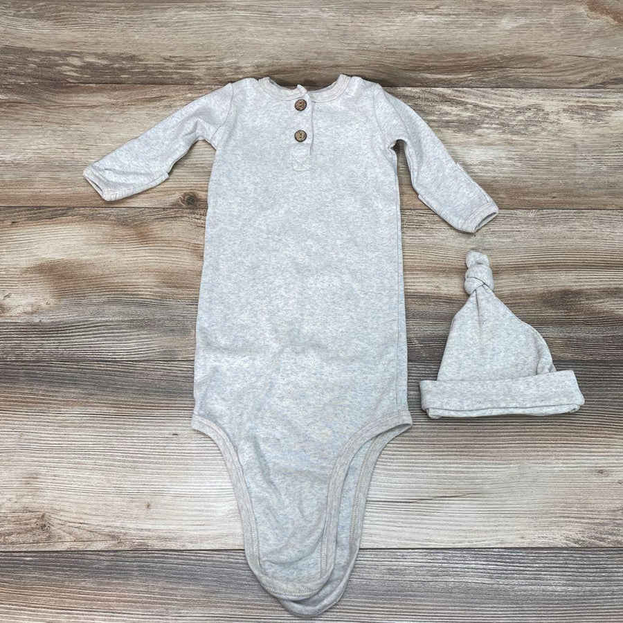 Little One Shop 2pc Henley Knot Gown & Hat sz 0-3m - Me 'n Mommy To Be
