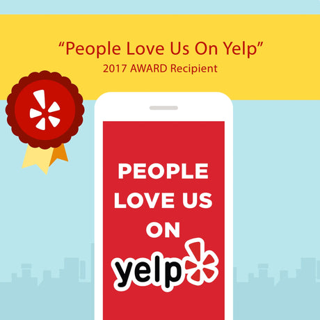 Badge graphic reading "People Love Us On Yelp" and "2017 AWARD Recipient" with Yelp logo and ribbon for Me 'n Mommy To Be