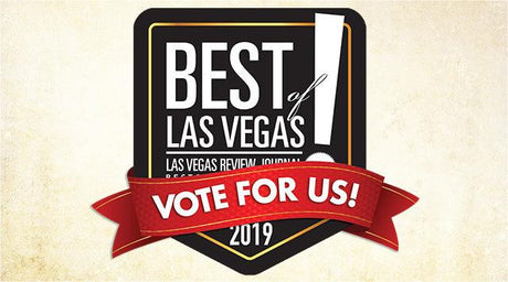 Las Vegas Review-Journal Best of Las Vegas 2019 badge with red ribbon reading Vote for us!