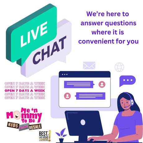 Graphic showing headline We’re here to answer questions where it is convenient for you, live chat and agent at computer