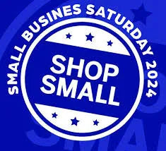 Blue circular Small Business Saturday 2024 Shop Small badge