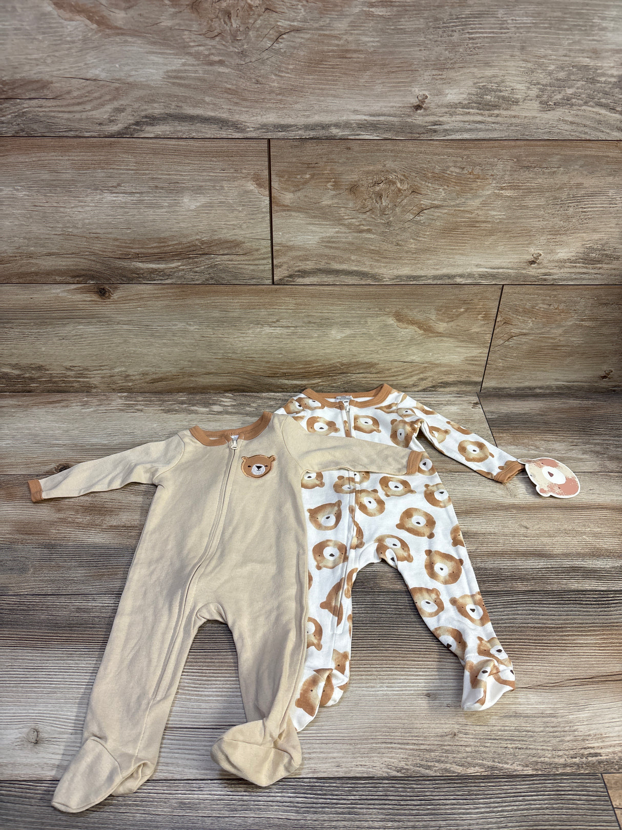 NEW Little Beginnings 2pk Sleepers Tan sz 0-3m