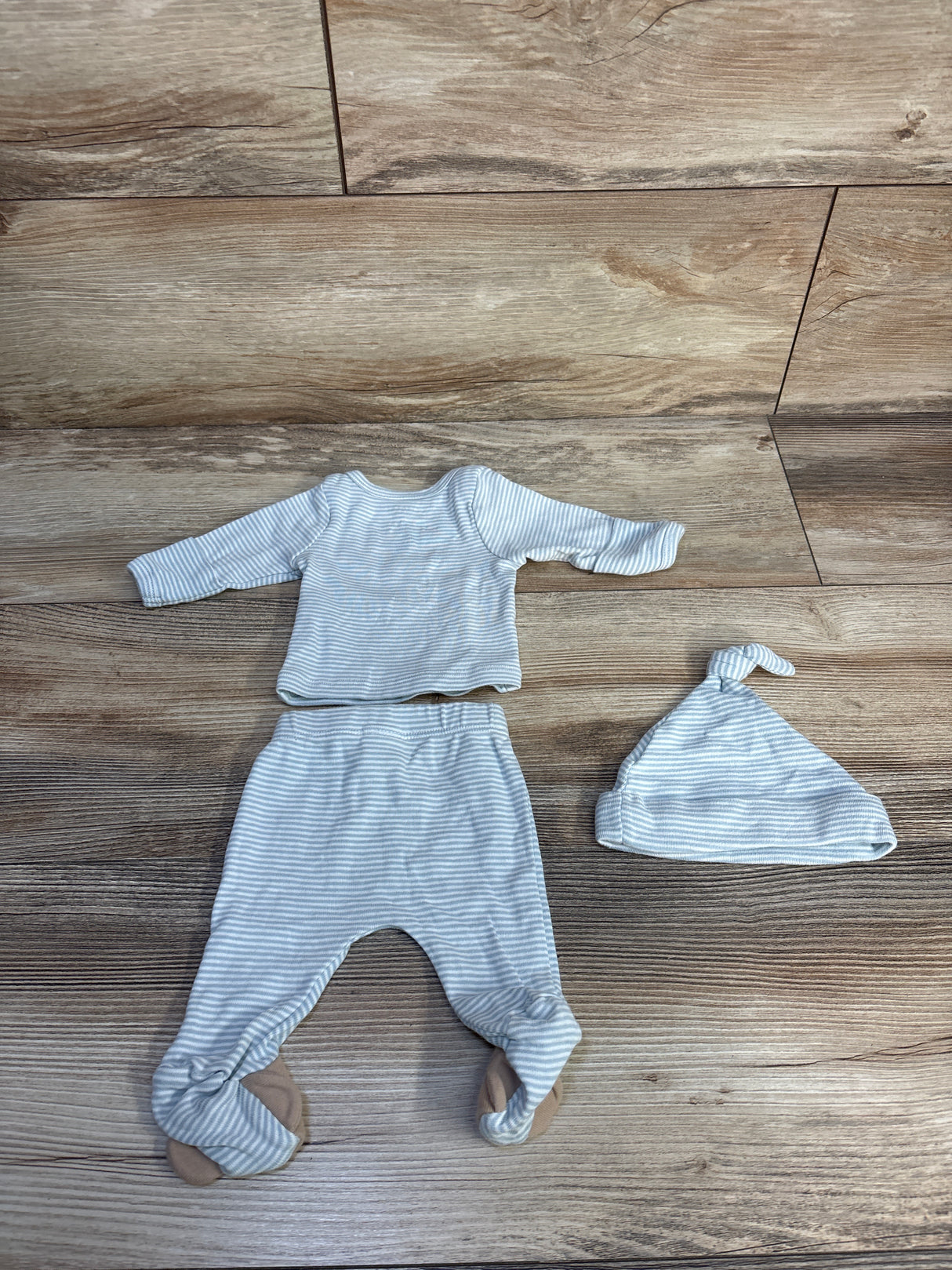 Just One You 3pc Striped Shirt, Pants, & Hat Set Blue sz Preemie