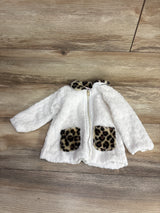 Little Lass Faux Fur Full Zip Jacket White sz 12m