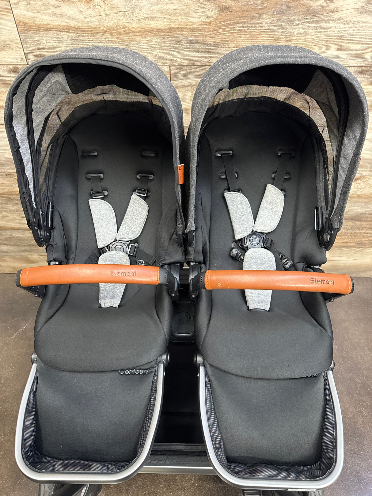 Contours Element Single to Double Stroller + Second Reversible Seat, Black