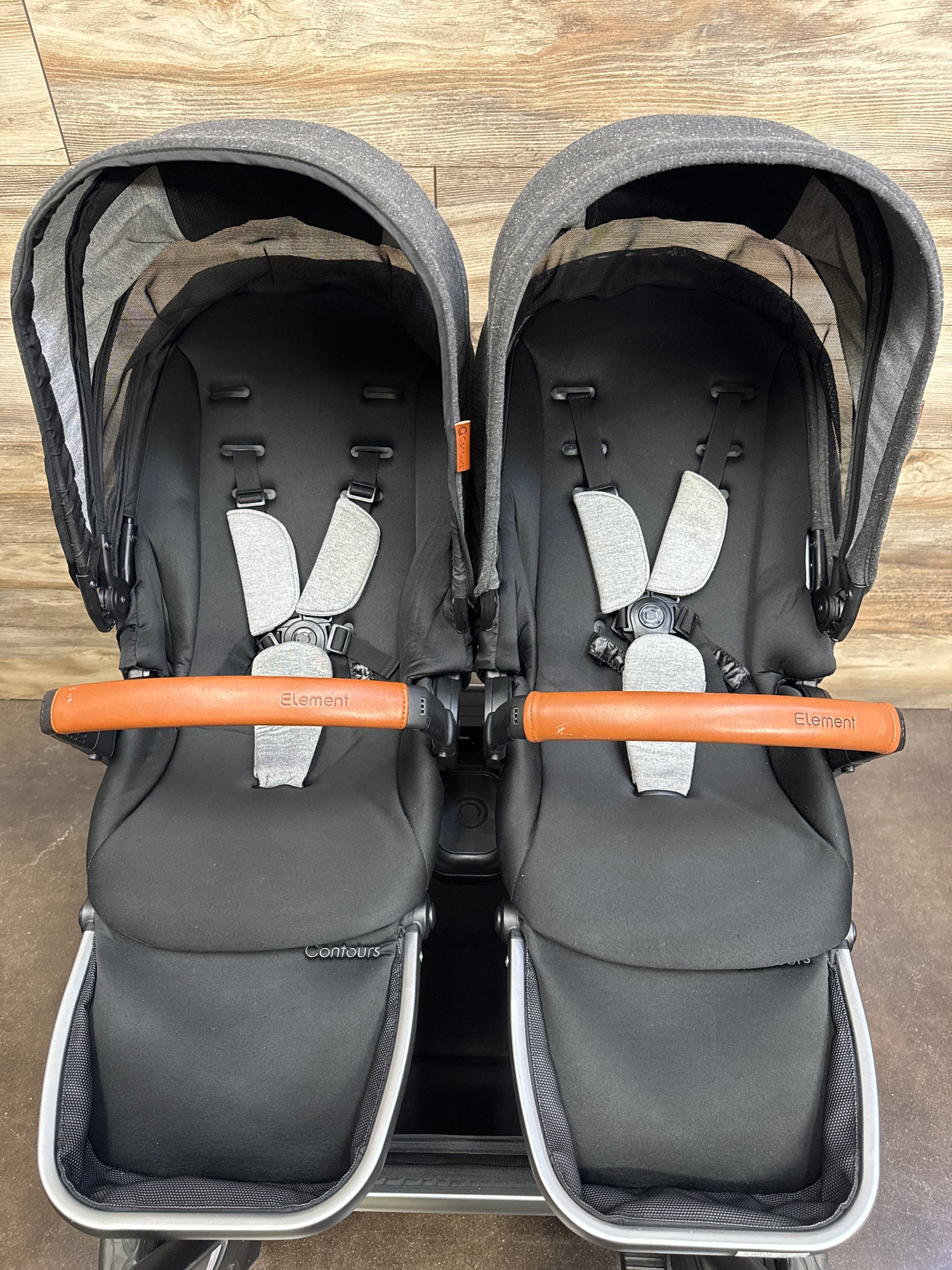 Contours Element Single to Double Stroller + Second Reversible Seat, Black