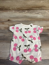 Cat & Jack Cherry Print Shortie Romper Ivory sz 0-3m