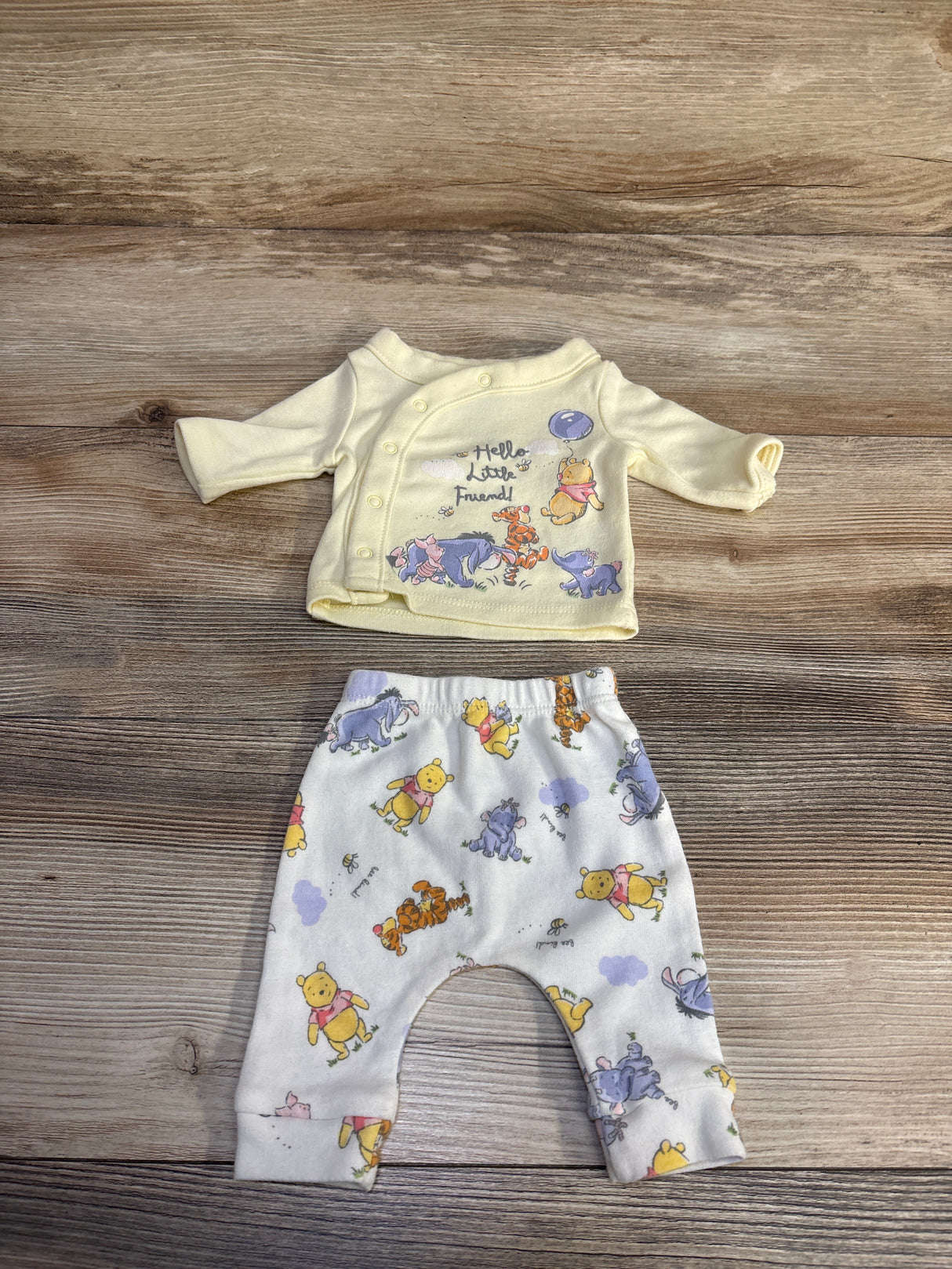 Disney Baby 2pc Hello Little Friend Shirt & Pants Set Yellow Set sz Preemie