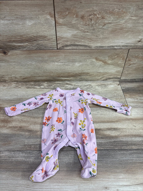 Carter's ribbed snap sleeper in lilac with colorful floral print for newborns