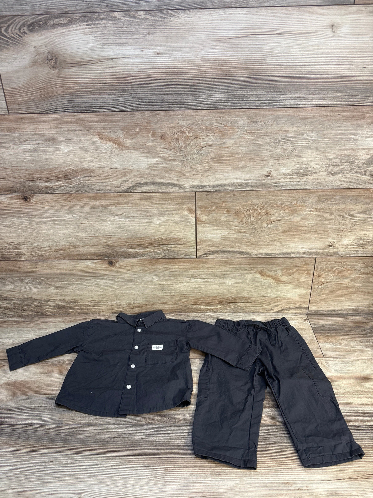 H&M 2pc Button Up Shirt & Bottoms Set Grey sz 9m